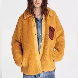 Rag & Bone Elliot Sherpa Shirt Jacket Shacket in Mustard size M Medium